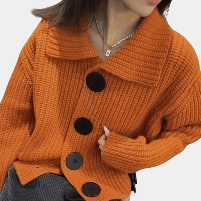 Soizic | Cardigan Boutonné Maille Épaisse Femme | Chaleur - Looksy