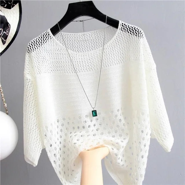 L'Élégance en Toute Légèreté | Pull en Maille Ajourée – Chic & Aérien