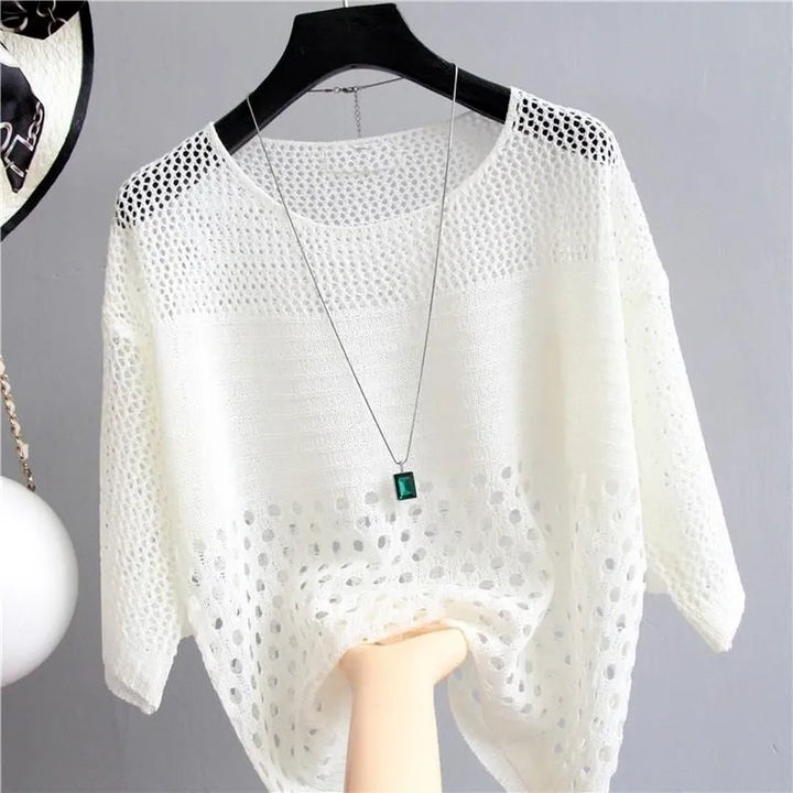 L'Élégance en Toute Légèreté | Pull en Maille Ajourée – Chic & Aérien
