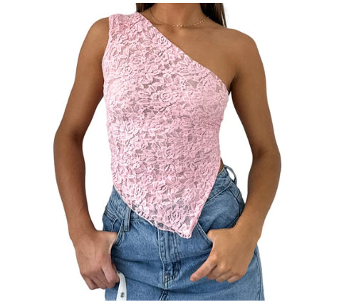 Top Asymétrique Dentelle Dos Nu Femme - Élégant & Tendance