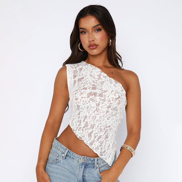 Top Asymétrique Dentelle Dos Nu Femme - Élégant & Tendance