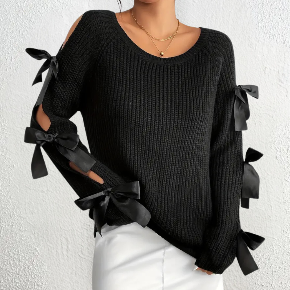 ANNA Pull Femme Élégant Confortable Noir Polyvalent
