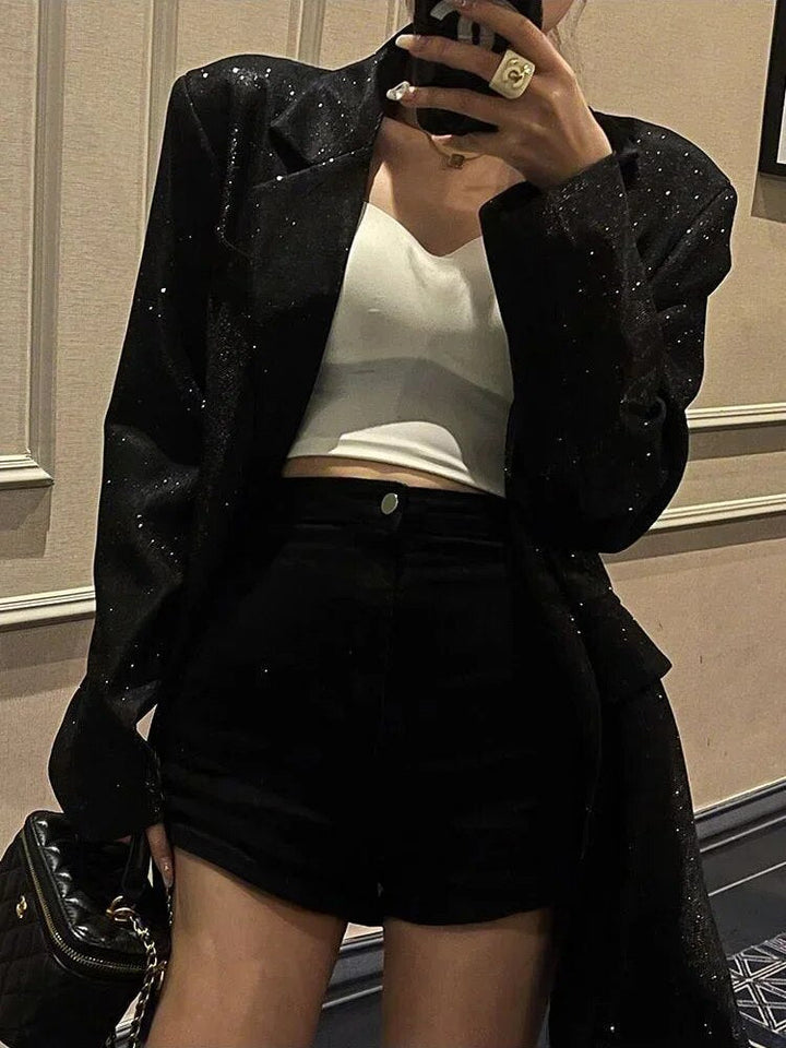 Blazer Pailleté Oversize Femme - Chic Élégant & Brillant