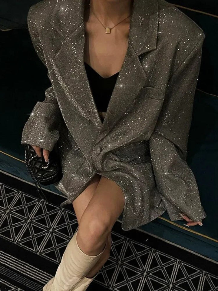 Blazer Pailleté Oversize Femme - Chic Élégant & Brillant