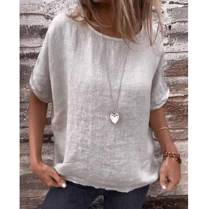 Uma | Top décontracté à col rond pour femmes | Manches courtes - Looksy