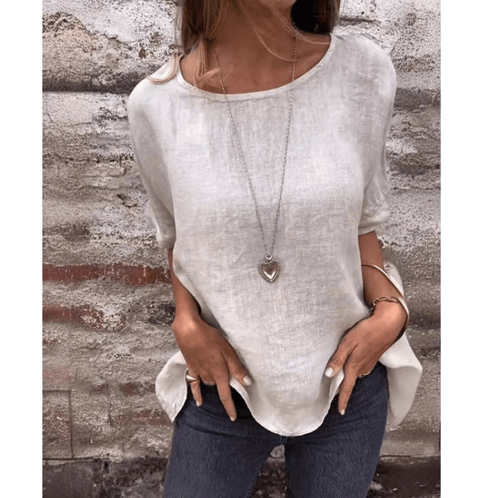 Uma | Top décontracté à col rond pour femmes | Manches courtes - Looksy