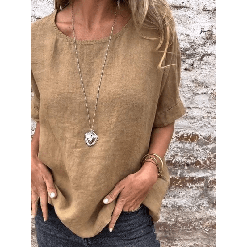 Uma | Top décontracté à col rond pour femmes | Manches courtes - Looksy