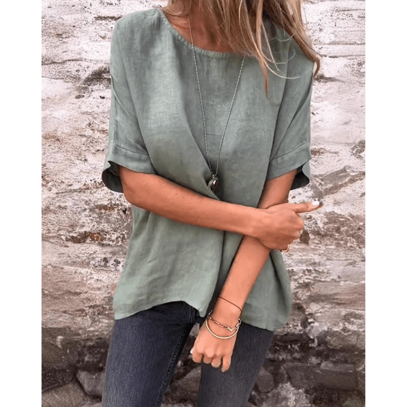 Uma | Top décontracté à col rond pour femmes | Manches courtes - Looksy