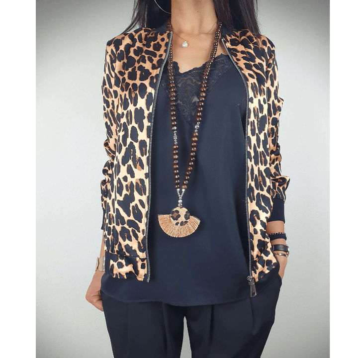 Zaira | Veste Bomber Imprimé Léopard Femme | Zippée - Looksy