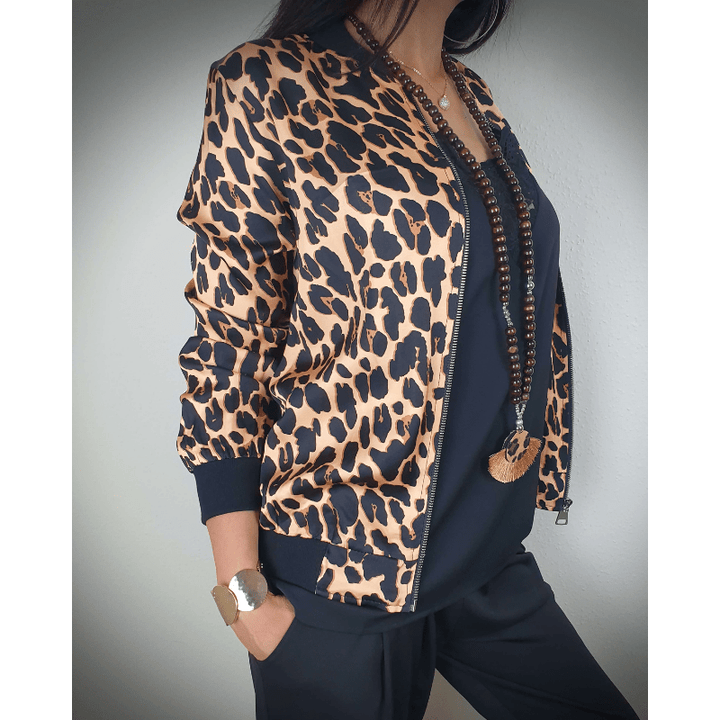 Zaira | Veste Bomber Imprimé Léopard Femme | Zippée - Looksy