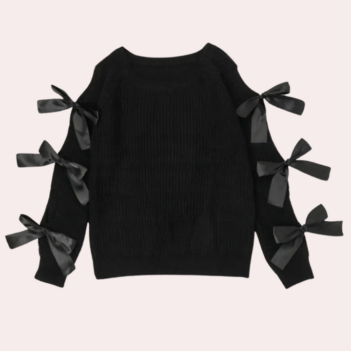 ANNA Pull Femme Élégant Confortable Noir Polyvalent