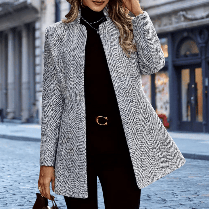 Zelmira | Manteau Femme à Col Montant & Motif Chevron | Chaleur - Looksy