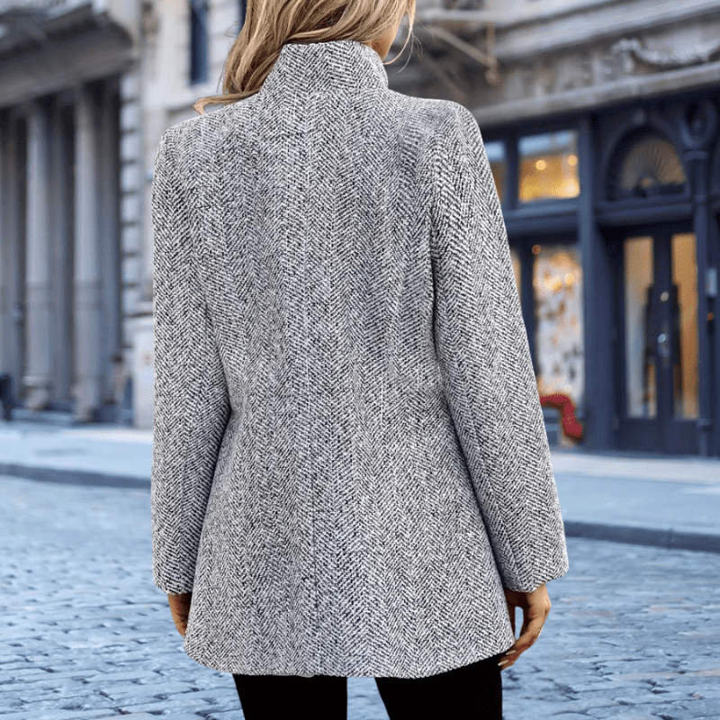 Zelmira | Manteau Femme à Col Montant & Motif Chevron | Chaleur - Looksy