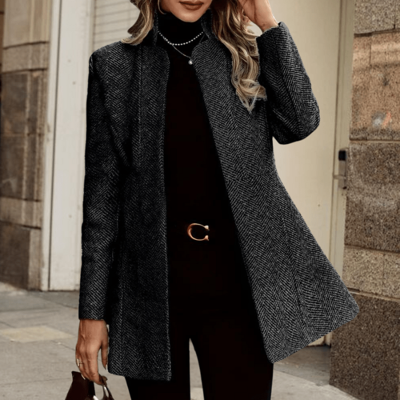 Zelmira | Manteau Femme à Col Montant & Motif Chevron | Chaleur - Looksy