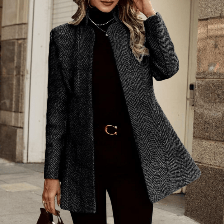 Zelmira | Manteau Femme à Col Montant & Motif Chevron | Chaleur - Looksy