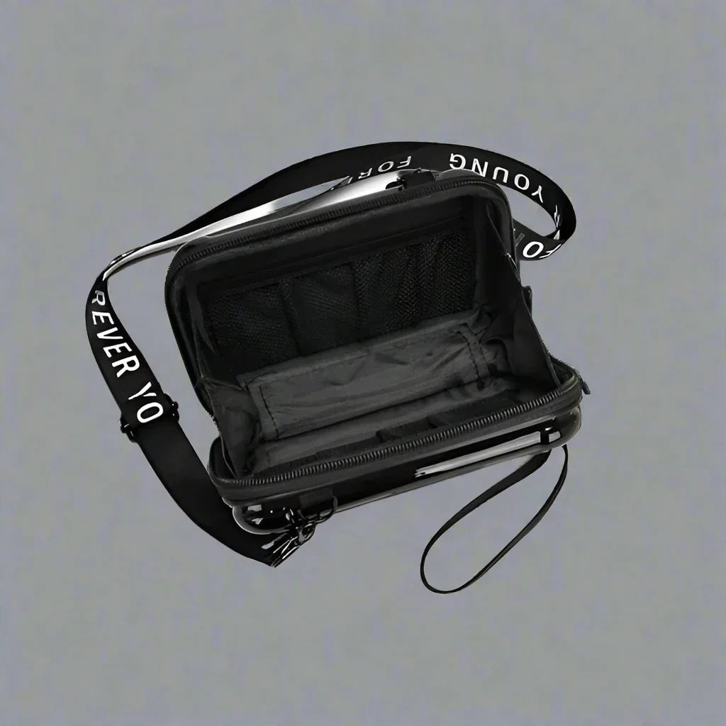 Sac Bandoulière Rigide Noir Design Valise - Petit Sac Tendance Urbain