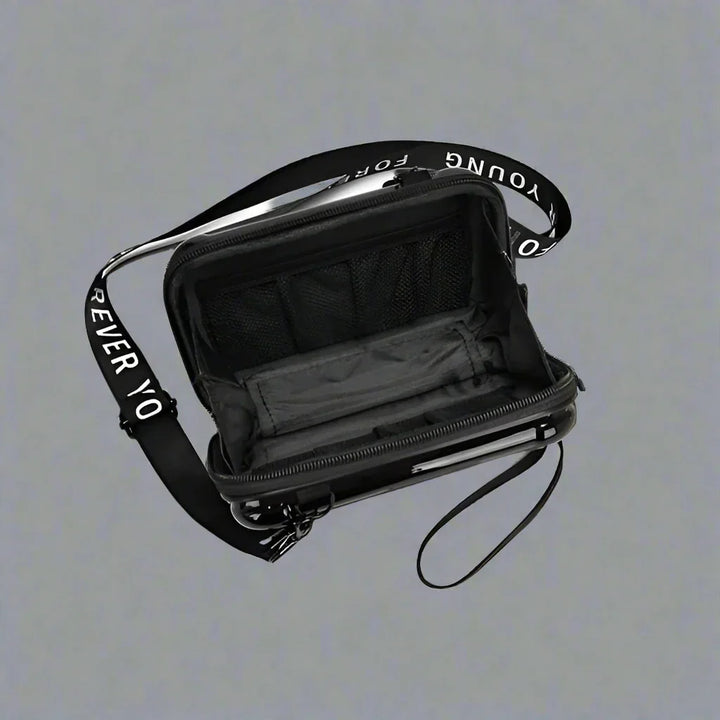 Sac Bandoulière Rigide Noir Design Valise - Petit Sac Tendance Urbain