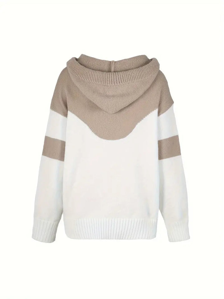 Pull Col Montant Femme Maille Douce Chaud Hiver Bicolore