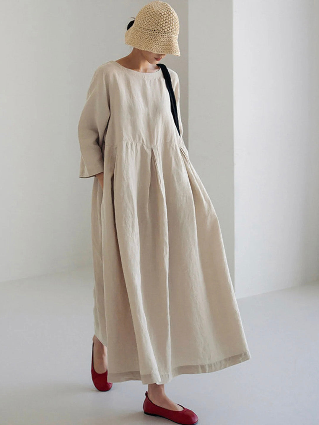 Robe Longue en Lin - Minimaliste Élégant Confort Naturel Léger