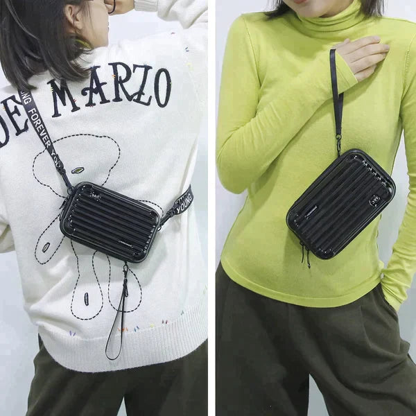 Sac Bandoulière Rigide Noir Design Valise - Petit Sac Tendance Urbain