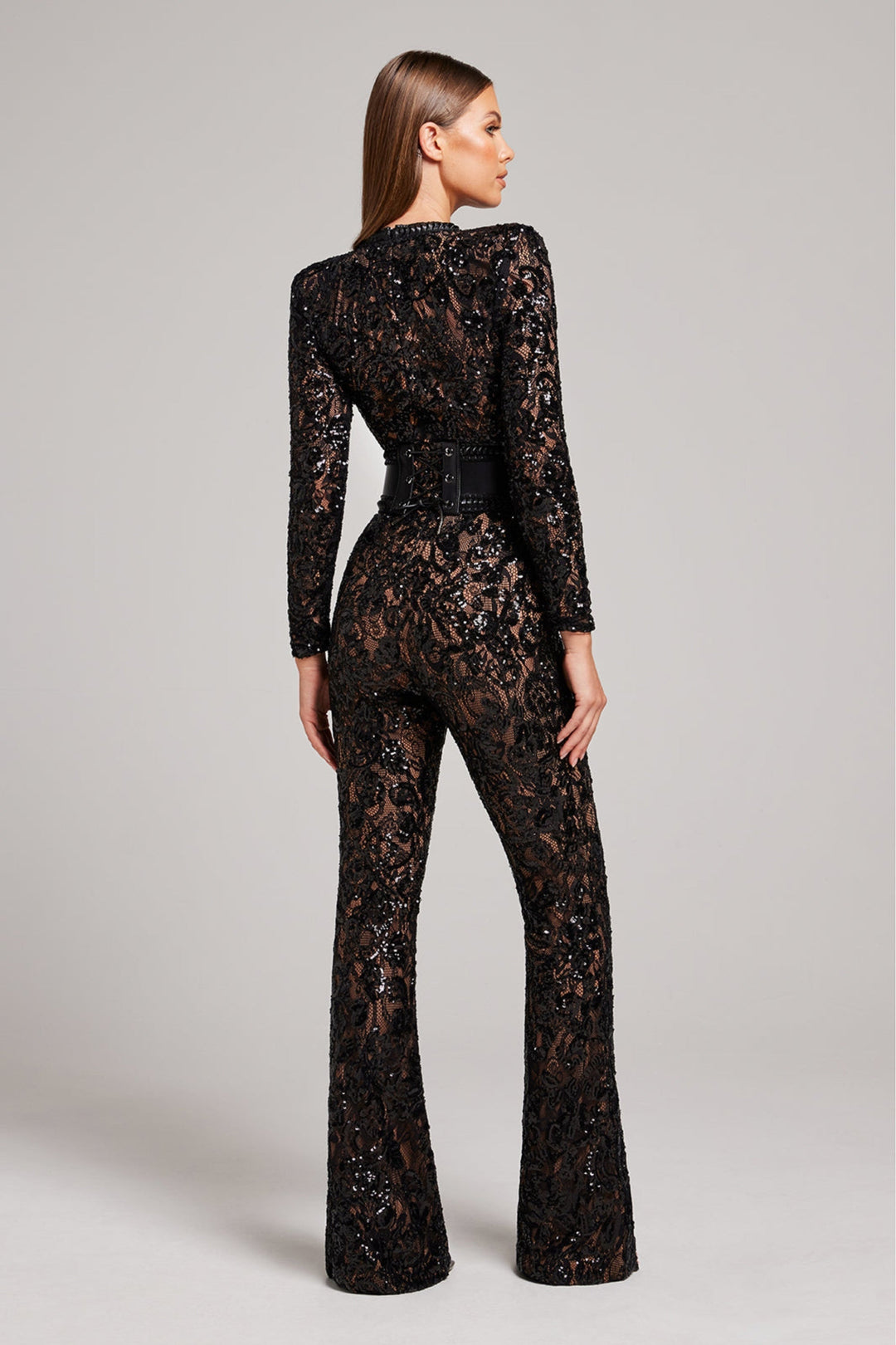 Combinaison Pailletée Transparente Femme - Élégance Glamour Évasée