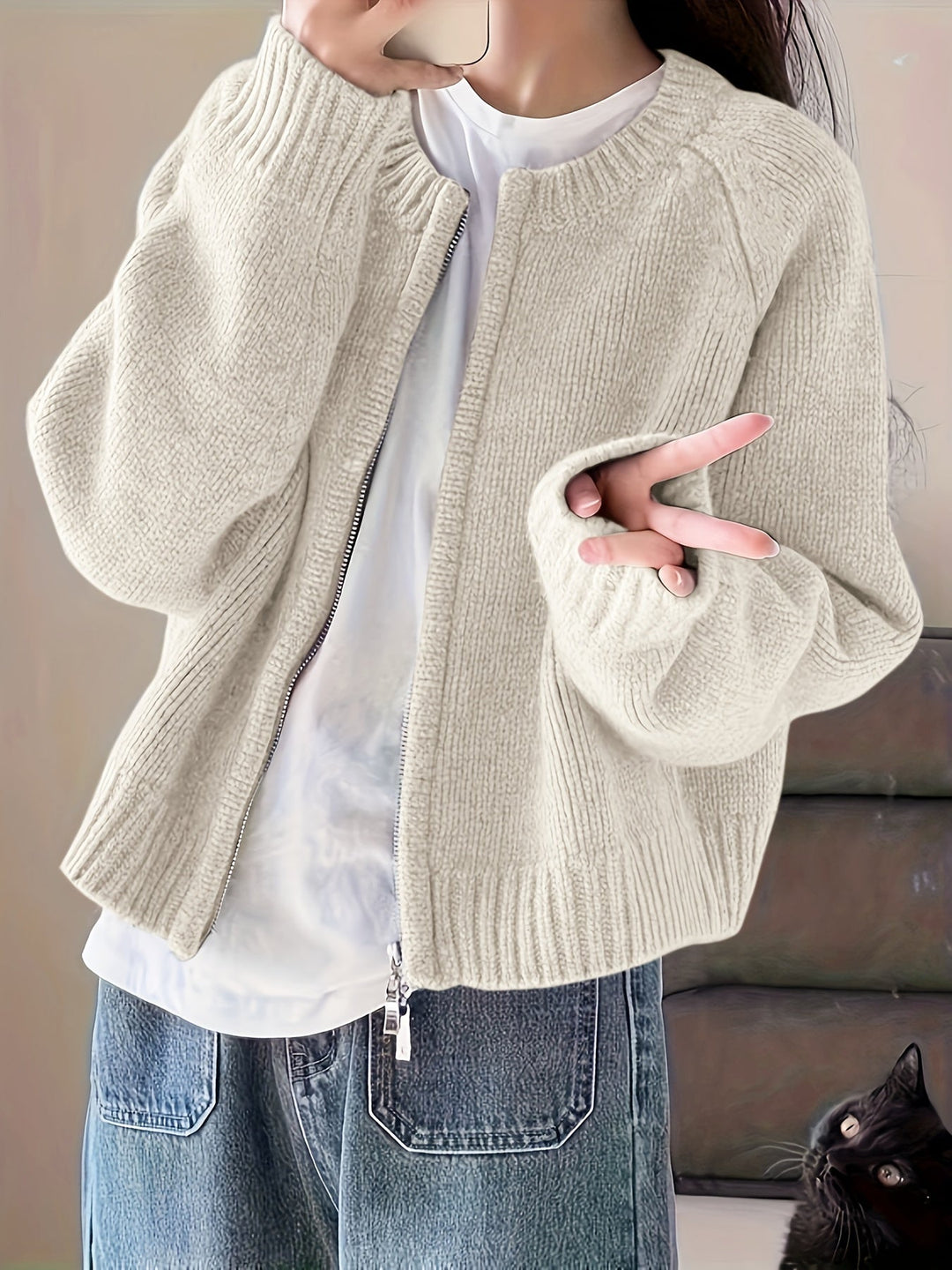 Cardigan Oversize Zippé Rose - Confort Douillet et Style Moderne