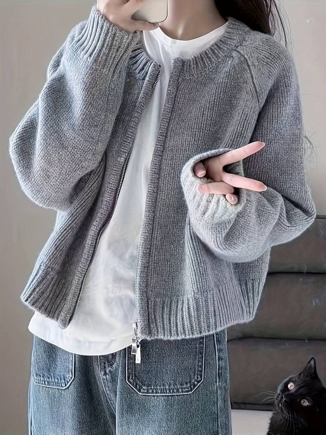 Cardigan Oversize Zippé Rose - Confort Douillet et Style Moderne