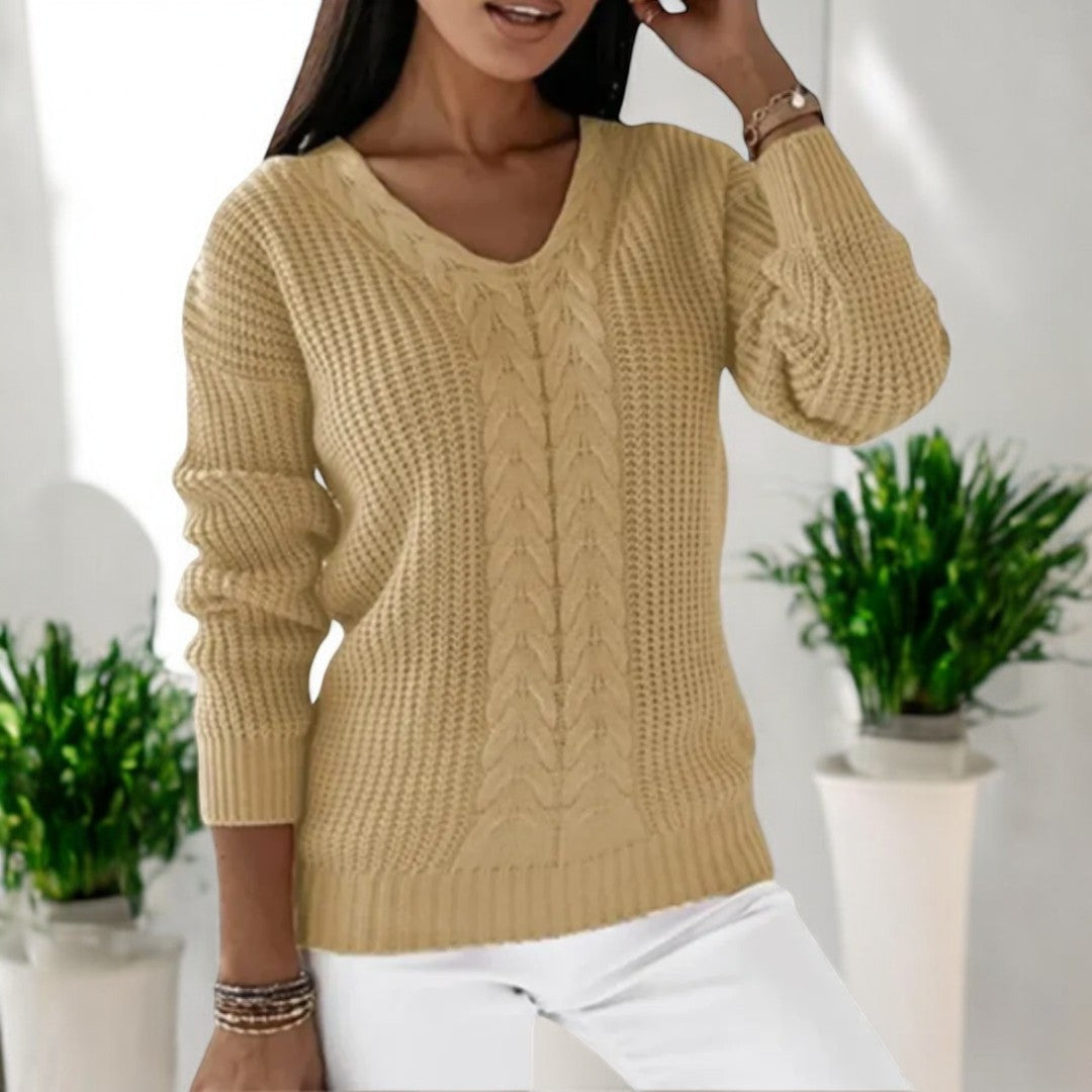 Pull Torsadé Col V | Élégance Douceur & Allure Chic