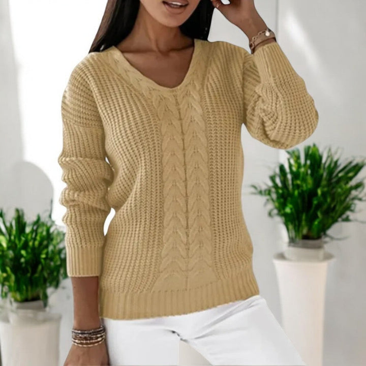Pull Torsadé Col V | Élégance Douceur & Allure Chic