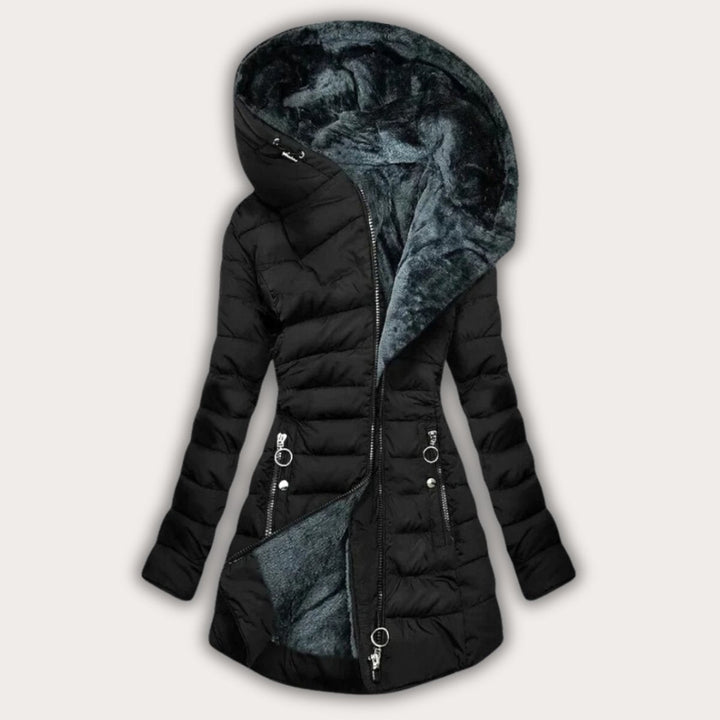 Manteau doudoune élégant à capuche asymétrique
