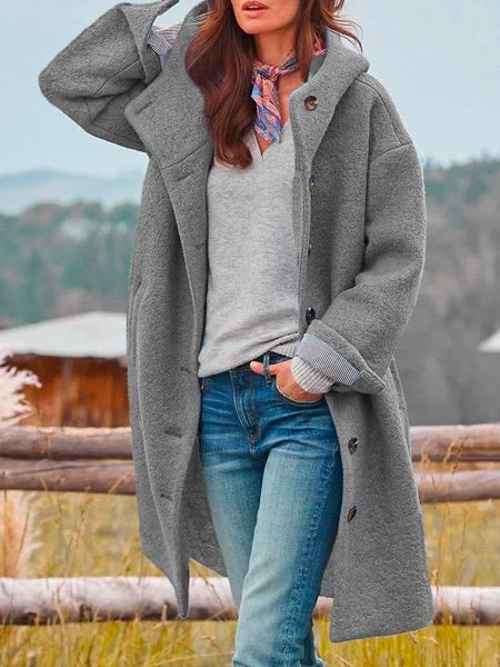 Manteau Long Laine Bouclée Femme Élégant Chaud Décontracté Chic