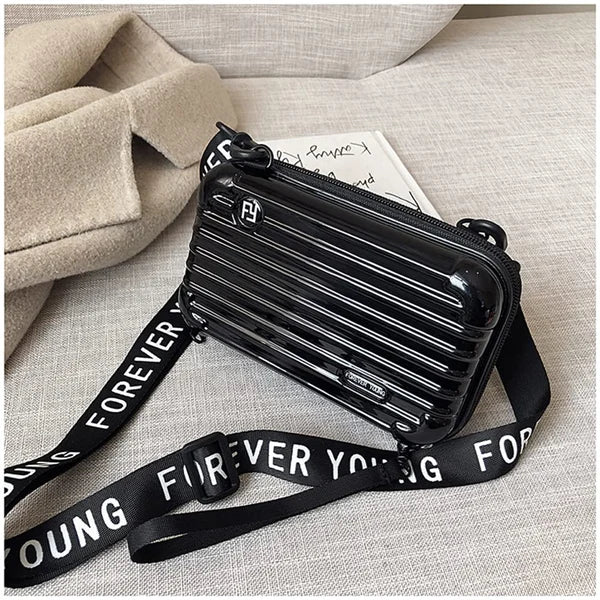 Sac Bandoulière Rigide Noir Design Valise - Petit Sac Tendance Urbain
