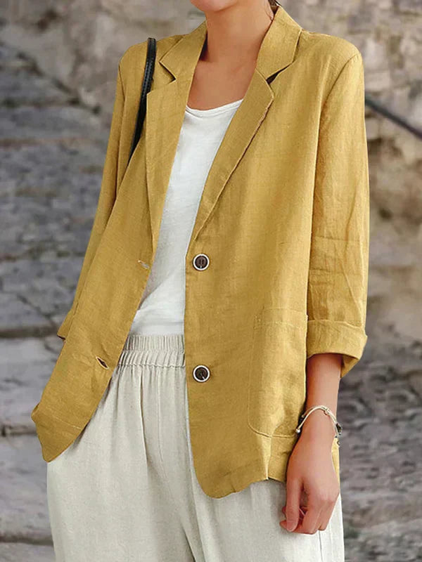 Blazer Lin Femme Léger Été - Élégance Naturelle et Respirant