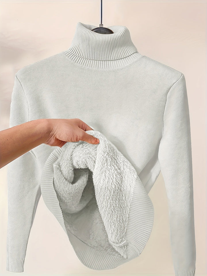 Pull Col Roulé Doublé Femme - Chaleur Élégante Hivernale