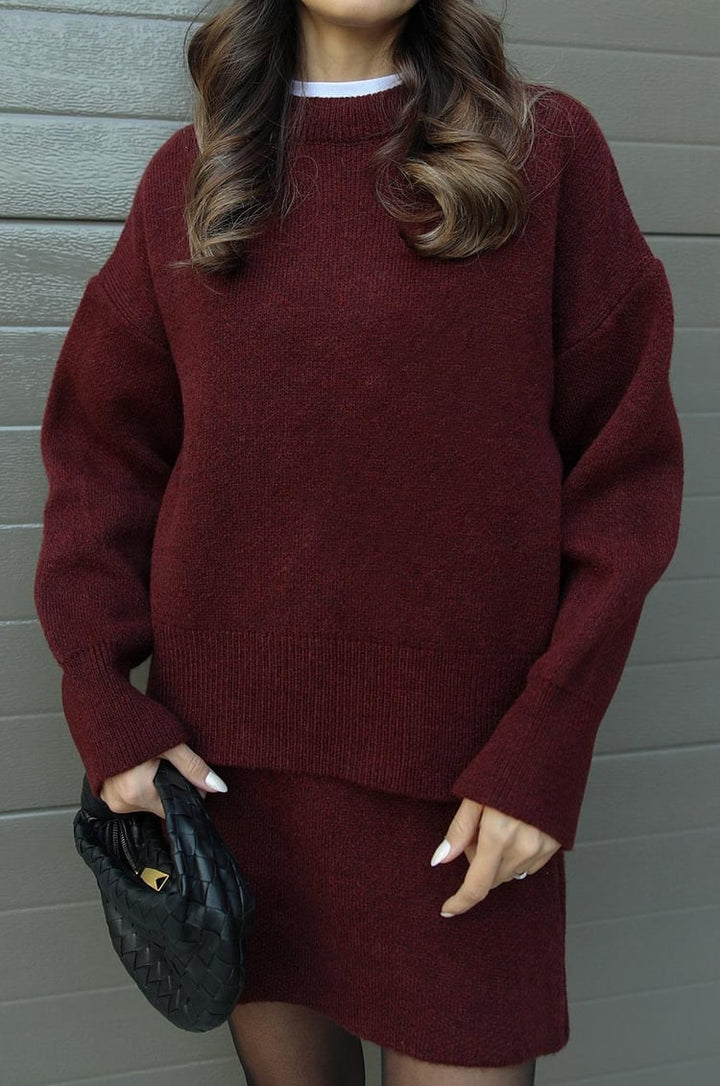 Ensemble Pull Oversize & Jupe : Élégance Confort Automnal