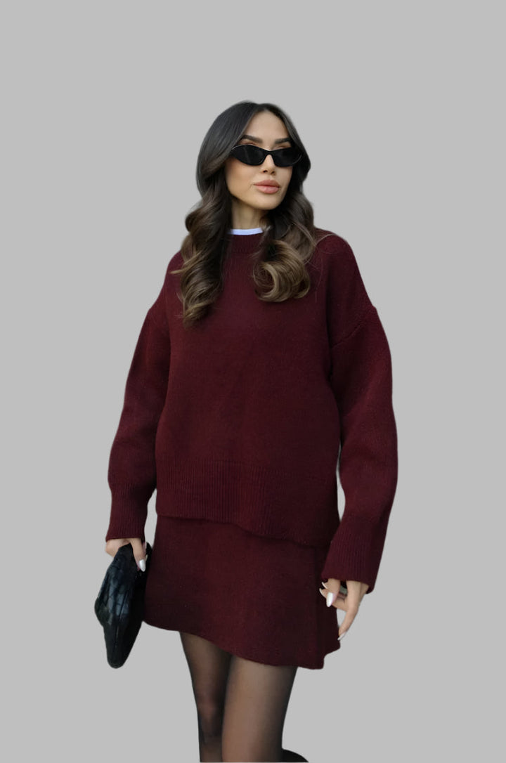 Ensemble Pull Oversize & Jupe : Élégance Confort Automnal