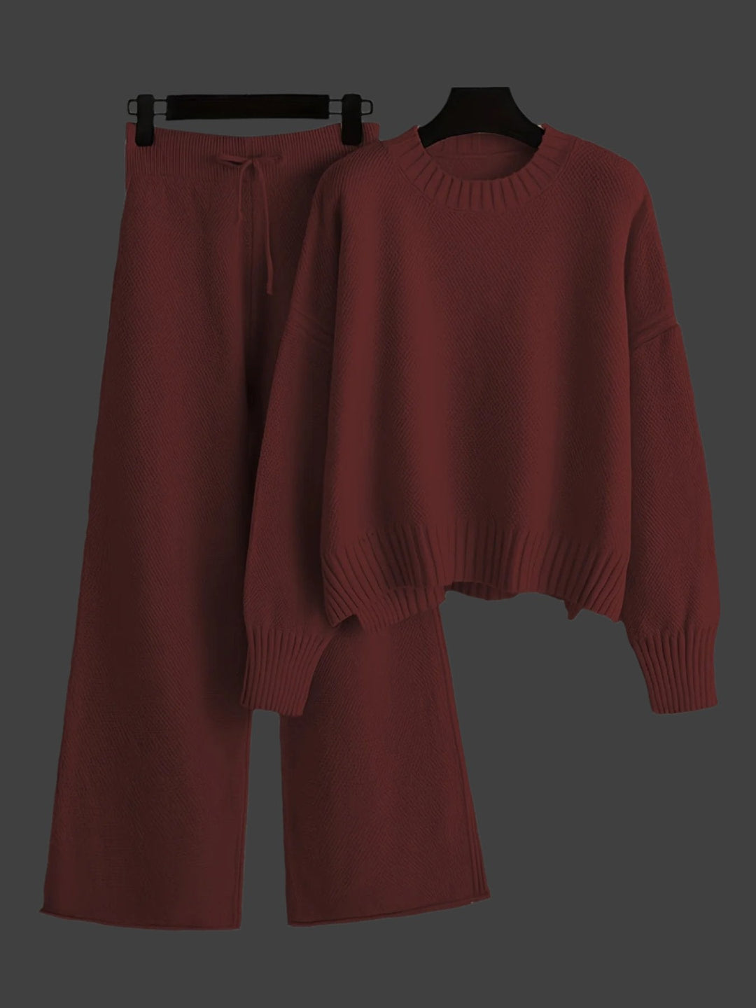 Ensemble Maille Pull Pantalon Large Confort Chaleur Chic Décontracté
