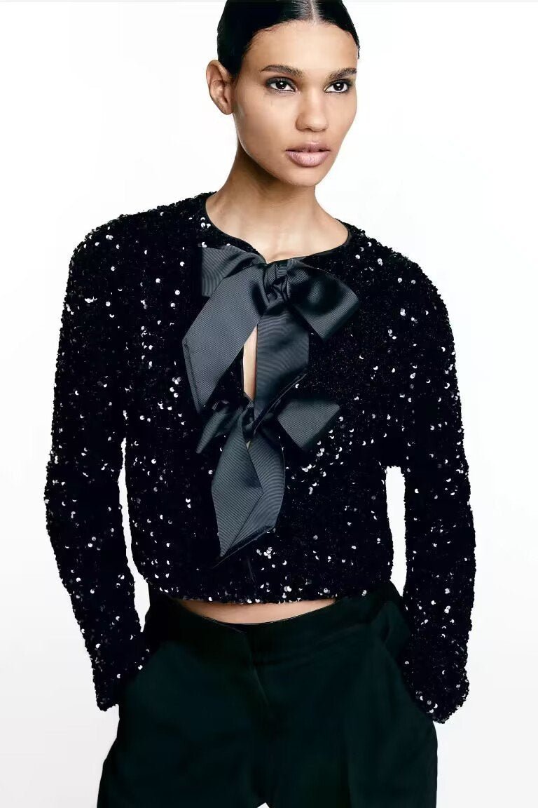 Cardigan Texturé Nœuds Femme - Élégant Féminin & Chic