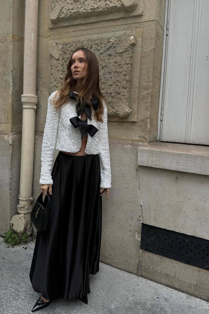 Cardigan Texturé Nœuds Femme - Élégant Féminin & Chic