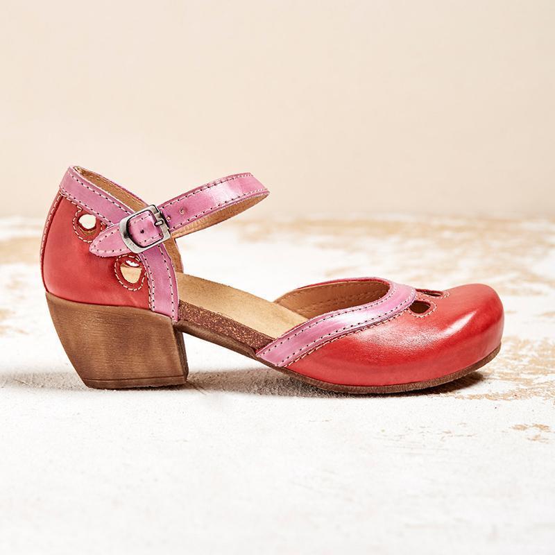Chaussures Vintage Femme Élégantes Rétro Confort Cuir Bicolores