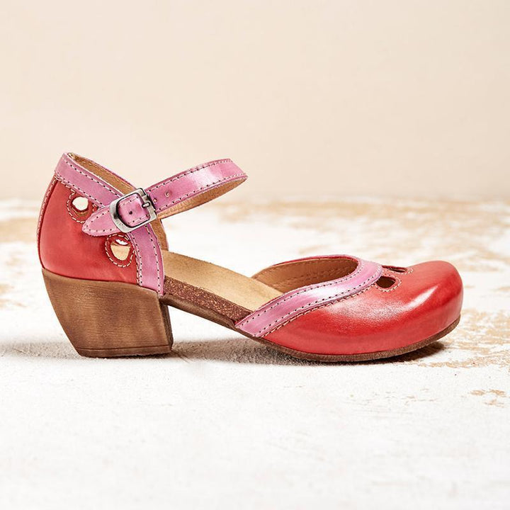Chaussures Vintage Femme Élégantes Rétro Confort Cuir Bicolores