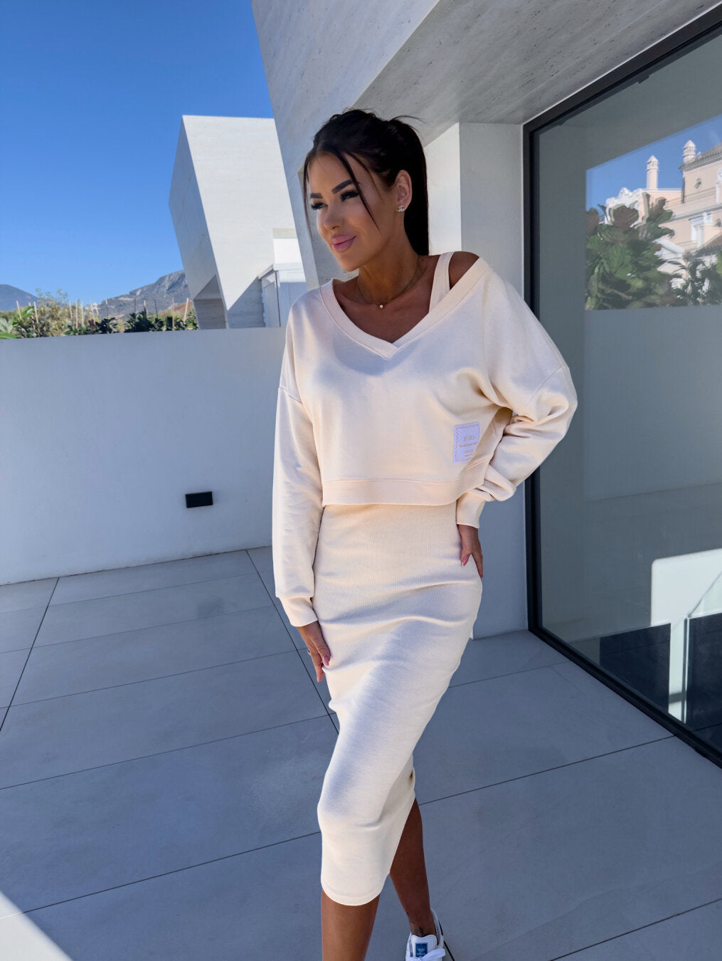 Ensemble Jupe Sweat Femme - Élégant Décontracté Confortable Tendance