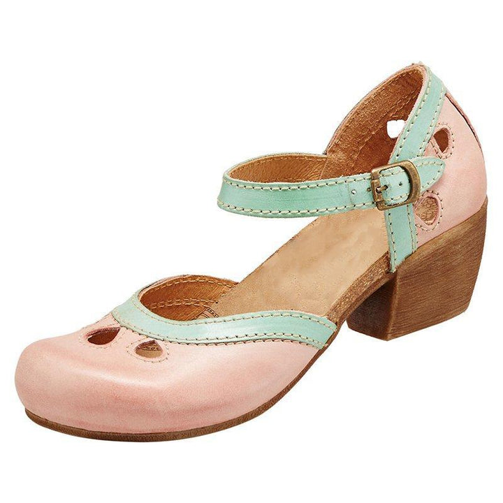 Chaussures Vintage Femme Élégantes Rétro Confort Cuir Bicolores