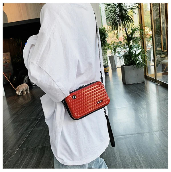 Sac Bandoulière Rigide Noir Design Valise - Petit Sac Tendance Urbain