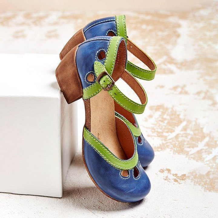 Chaussures Vintage Femme Élégantes Rétro Confort Cuir Bicolores