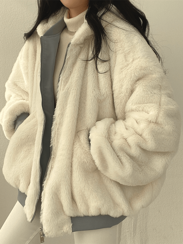Veste Oversize Hiver Doublée Fourrure Chaude et Tendance