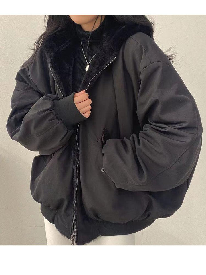 Veste Oversize Hiver Doublée Fourrure Chaude et Tendance