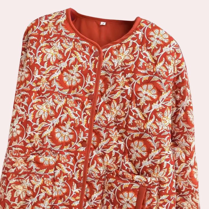 Veste Hiver Femme Fleurs Élégante : Chaleur Stylée AILYNN Rouge