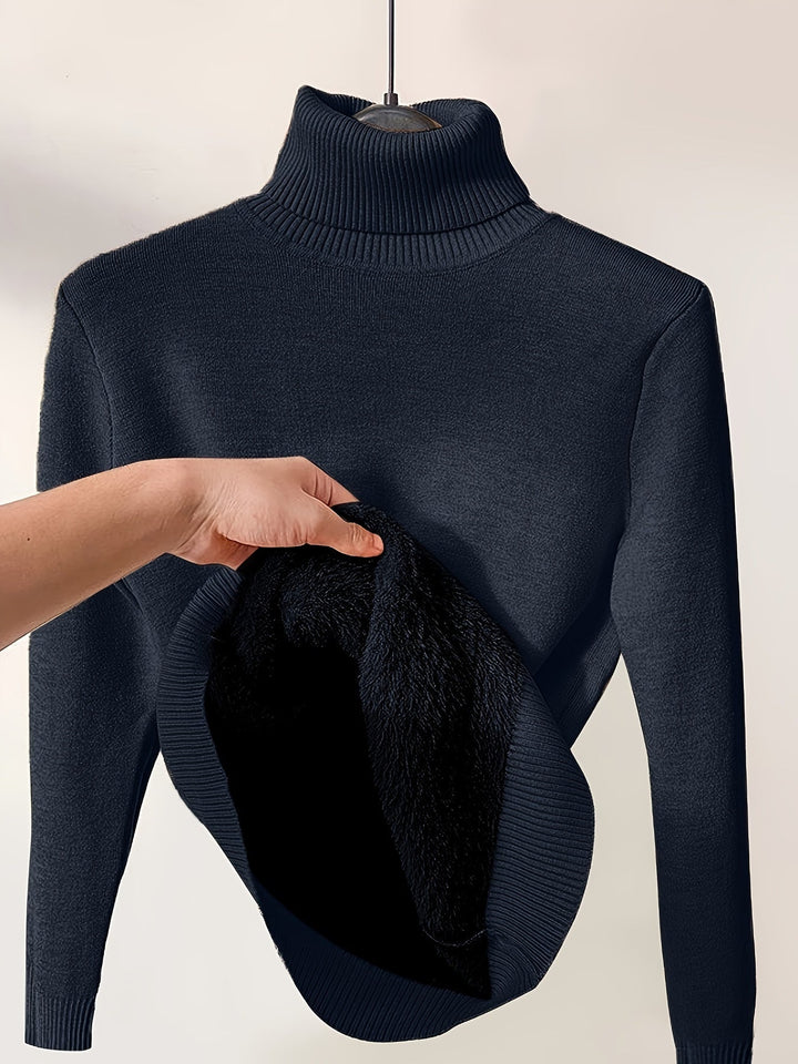 Pull Col Roulé Doublé Femme - Chaleur Élégante Hivernale