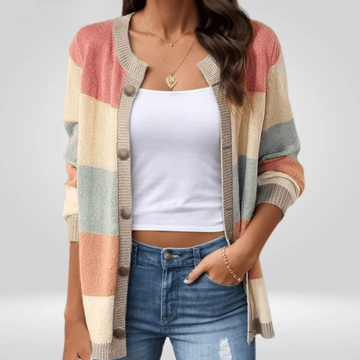 Cardigan Rayé Pastel Femme - Douceur Élégante Décontractée